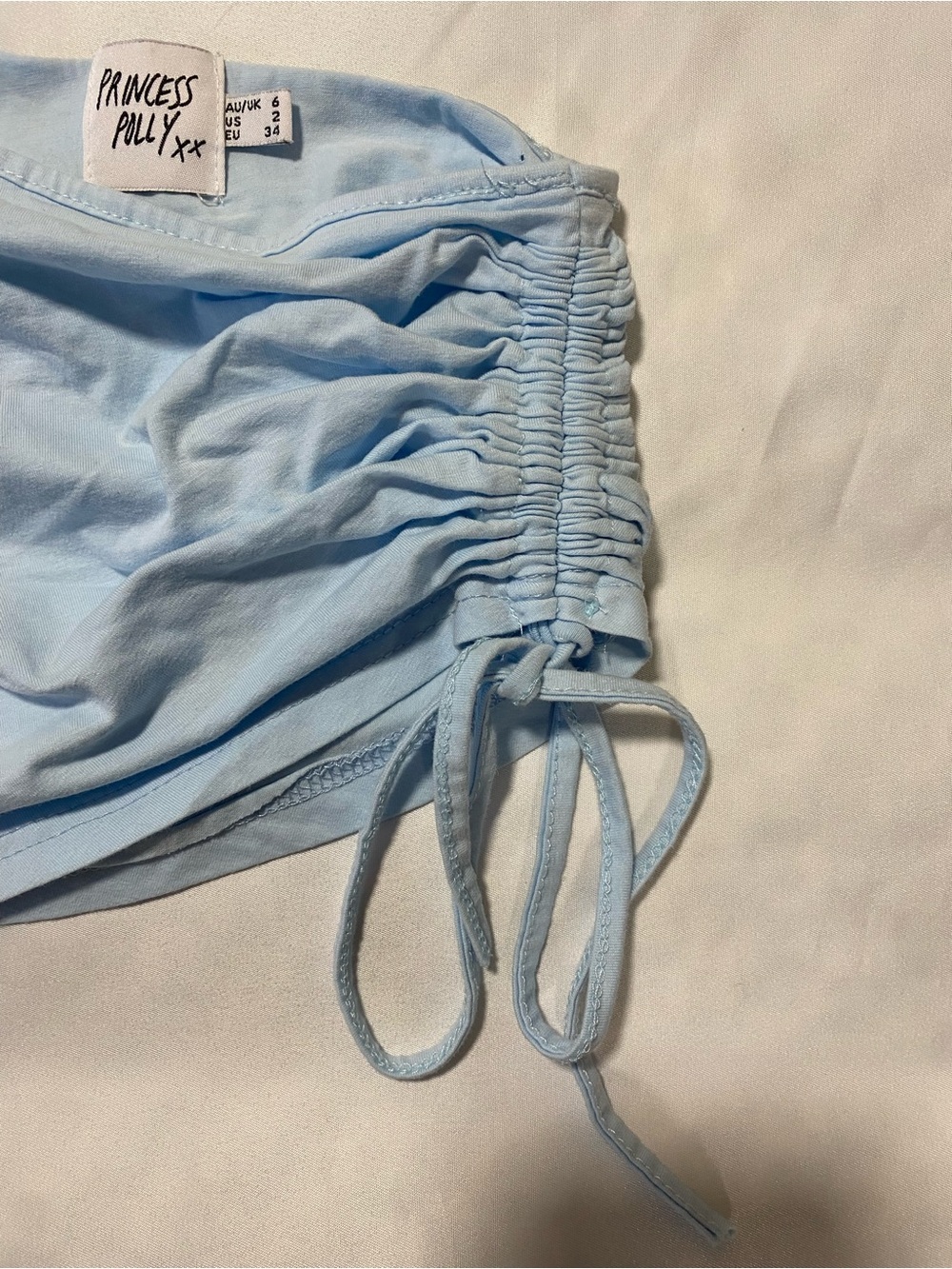 Princess Polly Baby Blue Ruched One-Shoulder Crop Top - Picture 2 of 5